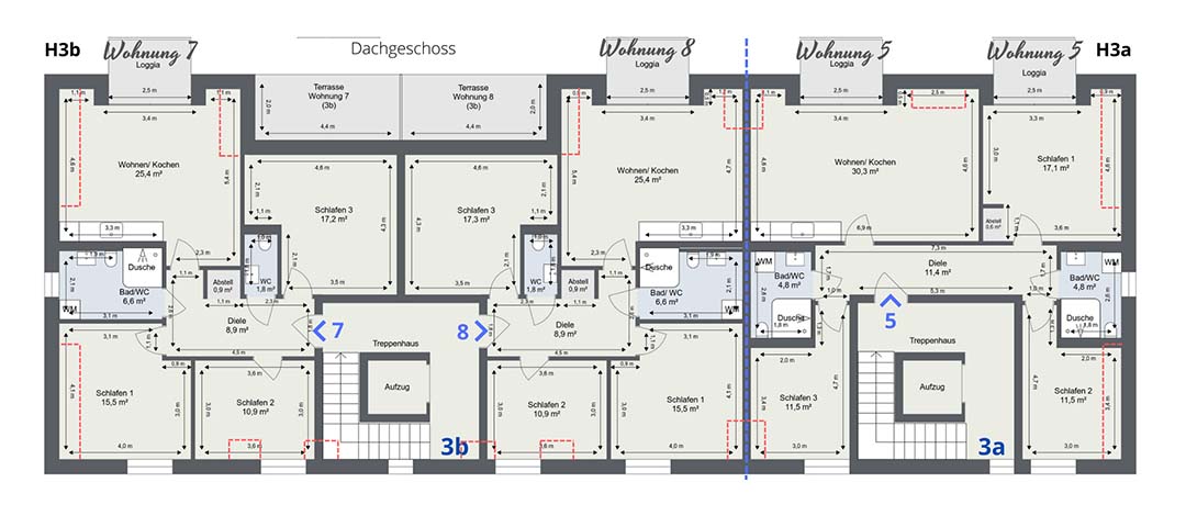 Grundriss Mietwohnung Haus 3 Dachgeschoss